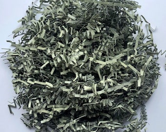 Papel triturado arrugado de color verde salvia polvoriento de 4 oz para embalaje de regalos, embalaje acolchado, relleno, papel triturado