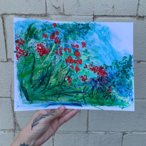 original mixed media garden (after Klimt) on paper