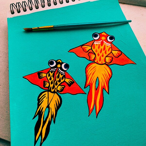 Two Kites-Painting on paper