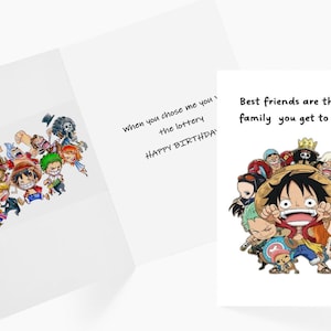 One Piece Anime Birthday  Friend Card Straw Hat Crew Best friend Funny A6
