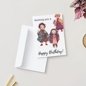 Demon slayer Birthday Card for family or friend Funny A6 tanjiro zenitsu netsuko inosuke