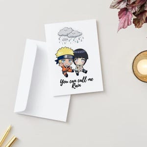 Carte d'anniversaire de mariage Naruto et Hinata couple amour coeur NaruHina Saint-Valentin A6