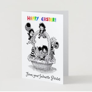 One Piece Anime Easter Greetings Pirate captains Egg A6 Card