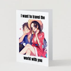 One Piece Anime Boa und Luffy Design 2 Love Heart Hochzeit Jahrestag valentine A6 Karte