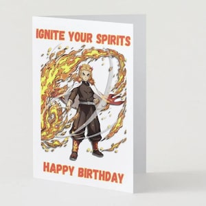 Demon slayer Birthday Card Fire Hashira Rengoku A6 Ignite Spirit