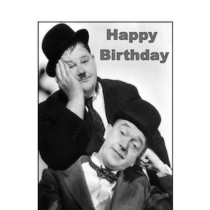 Laurel & Hardy geïnspireerde verjaardags-/kerstkaarten. 5 x 7 inch