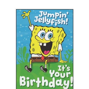 Bob l'éponge inspiré anniversaire / cartes de Noël. 5 x 7 po.