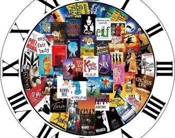 Musicals Collage. CD Clock. With free stand.