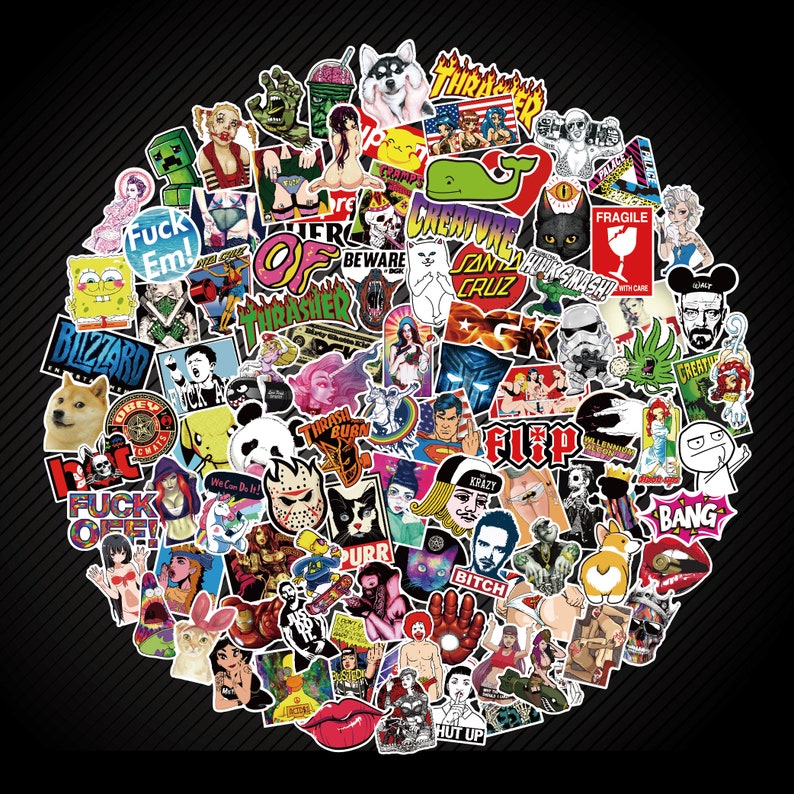 100 Random Sticker Pack Stickers Decals Vinyl for Laptop Etsy