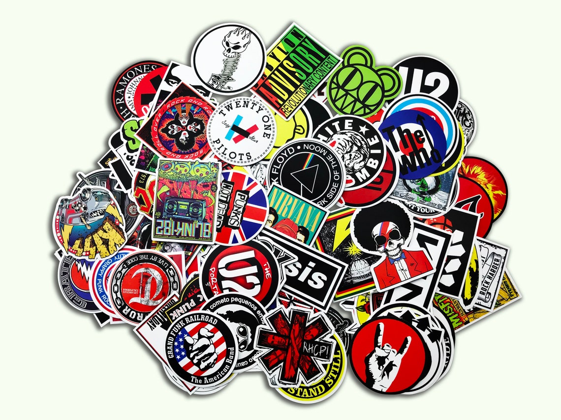 100 PCS Rock Band Logo Stickers Decal Lot Punk Music Vinyl | Etsy