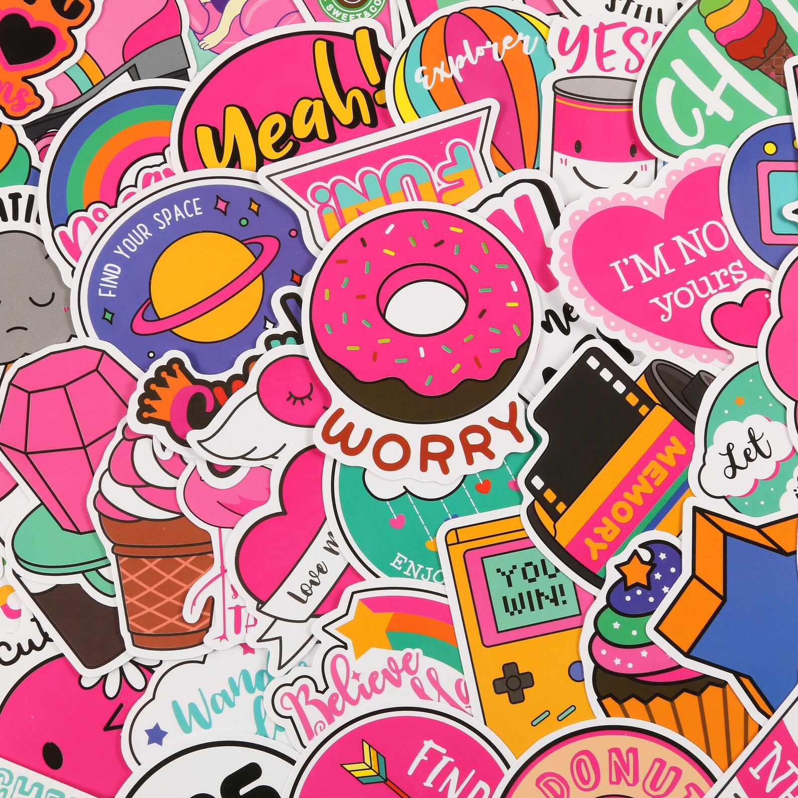 50 PCS Pink Good Vibe Theme Stickers For Girls Cute Stickers Etsy