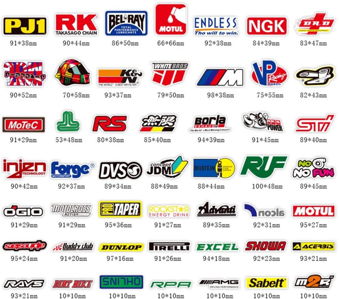 100pcs Motor Brand Logo Stickers Motorcycle Racing GP Decorate Etsy