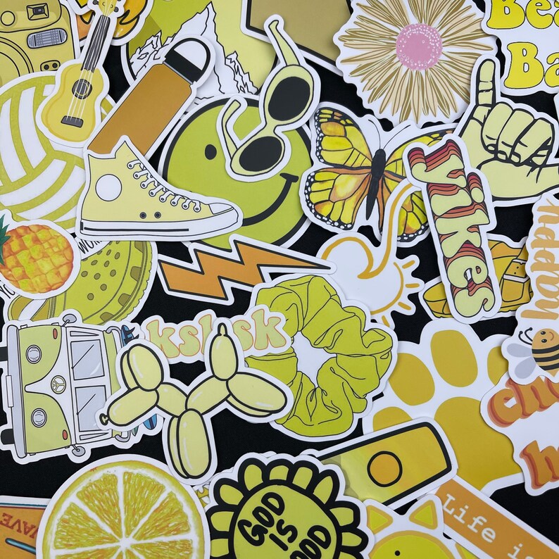 50 PCS Yellow Cute VSCO Stickers For Water Bottle Laptop Etsy