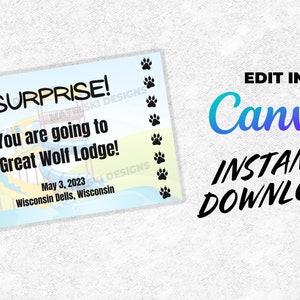 CANVA Editable Digital Download - Great Wolf Lodge Trip Ticket