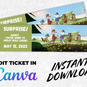 Great Wolf Lodge Ticket | Great Wolf Lodge surprise | Great Wolf Lodge template | Canva Template | Great Wolf Personalized ticket