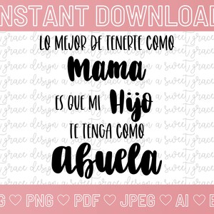 Lo Mejor De Tenerte Como Mama Es Que Mi Hijo Te Tenga Como Abuela - SVG | Png | Pdf | JPEG | Ai | Eps|DIGITALER DOWNLOAD|Dia De Las Madres