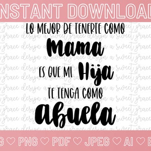 Lo Mejor De Tenerte Como Mama Es Que Mi Hija Te Tenga Como Abuela - SVG | Png | Pdf | JPEG | Ai | Eps|DIGITALER DOWNLOAD|Dia De Las Madres