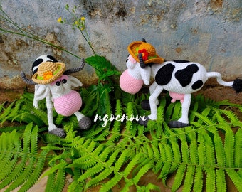 Crochet dairy cow Amigurumi handmade crochet cow Crochet animals amigurumi cow crocheted cow crochet stuffed animals decorative dairy cows