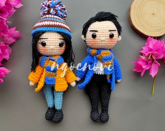 Couple Crochet Doll Handmade Couple Doll Stuffed Plush Couple Valentine Crochet Gift Custom Couple Doll Wedding Couple Look Alike Doll toys