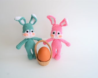 Handmade Crochet Bunnies for Easter Bunnies, Pink rabbits, blue rabbits, Crochet Bunny, custom orders, Handmade Bunny Crochet Doll, craft