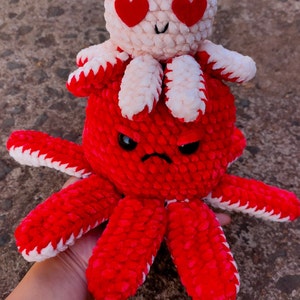 Reversible Octopus, Double-Sided Expression Flip, Valentines Gift,  Emotion Release Toy, Reversible Octopus Crochet, Mood Octopus