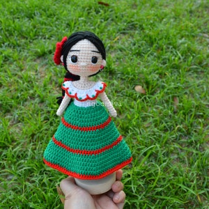 Mexican Doll Amigurumi Crochet girl doll Mexican Girl Toy craft Traditional Mexican Doll