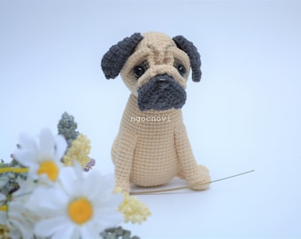 Pug amigurumi crochet pug dog cute handmade pug dog craft