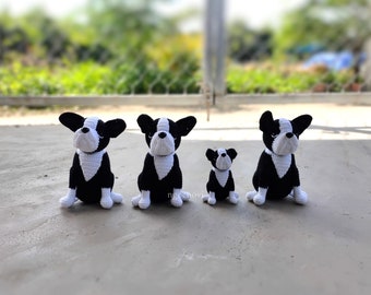 Mini Boston Terrier crochet puppy amigurumi keychain Boston Terrier handmade craft small boston dog
