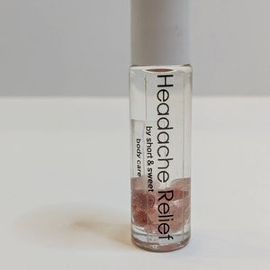 Headache Relief Roller Ball | Jojoba Oil and Essential Oils with Crystals | Eucalyptus, Peppermint, Lavender | Migraine Natural Remedies