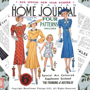 Vintage Sewing Dress Patterns Australian Home Journal January 1938
