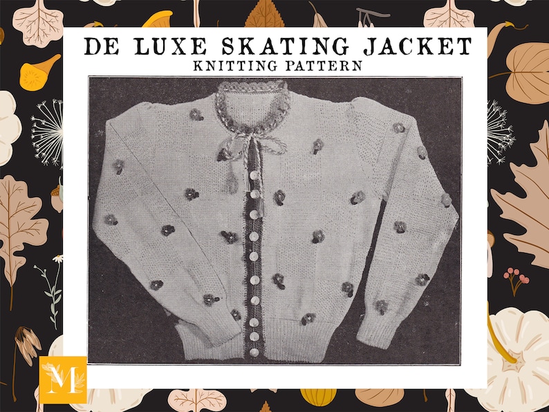 Knitting Pattern De Luxe Skating Jacket Australian Home Journal May 1941 Vintage 1940s Fashion