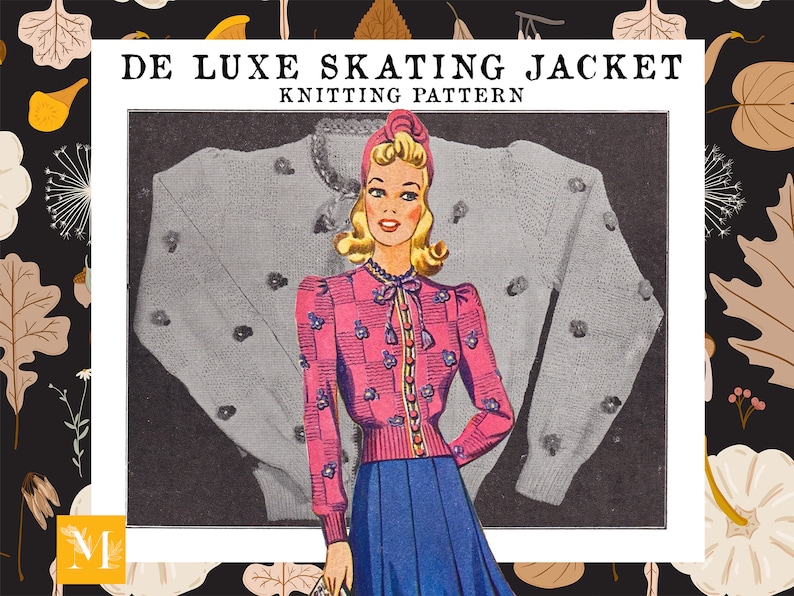 Knitting Pattern De Luxe Skating Jacket Australian Home Journal May 1941 Vintage 1940s Fashion
