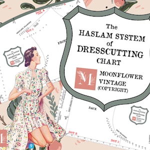 Haslam System of Dresscutting Chart, Ruler, French Curve, Block Drafting