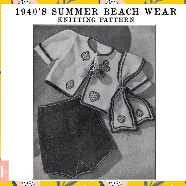 Knitting Pattern 1940s Summer Beach Wear Australian Home Journal September 1947 Vintage 1940s Fashion