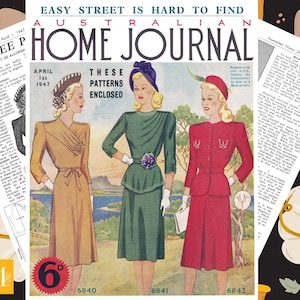 Vintage Sewing Dress Patterns Australian Home Journal April 1947