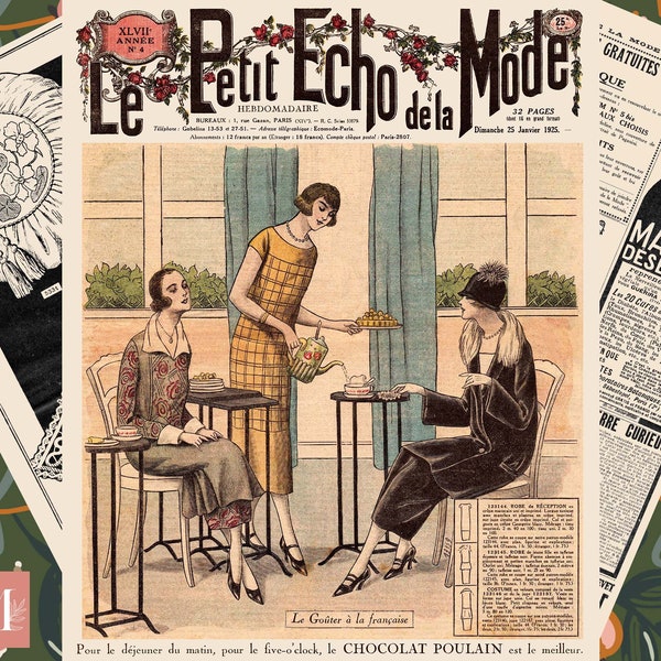 1920s French Magazine Le Petit Echo de la Mode 25 January 1925 PDF Digital Magazine French Ephemera, Vintage Advertisements, 1920's Fashion