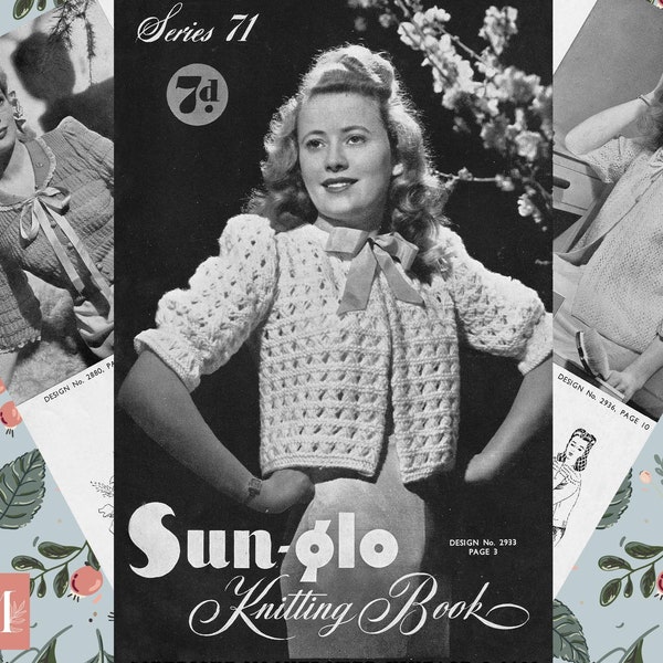 Sunglo 1940s Knitting Booklet PDF Sunglo Series 71 Knitting Book Cute Vintage Retro Style Pyjamas Nightgown Underwear Comfy