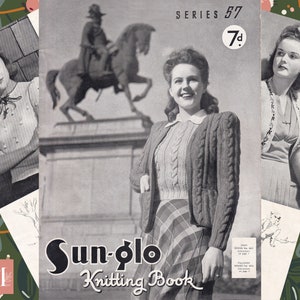 Sunglo 1940s Knitting Booklet PDF Sunglo Series 57 Knitting Book Cute Retro Jumper Pullover Cardigan Vintage Style