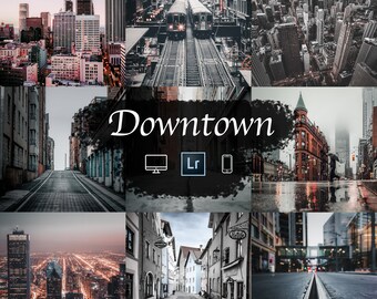 May include: A collage of six images showcasing different cityscapes, all with a downtown theme. The images feature a variety of architectural styles, including skyscrapers, old buildings, and modern structures. The images are all in black and white, with a vintage feel.