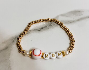 Baseball Mom Bracelet, Heishi Bracelet, Sports Bracelet, Personalized Name Bracelet, Baseball Gifts, Sport Mom Bracelet, Baseball Mom Gifts