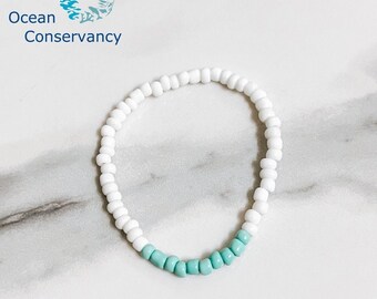 Marine Life Bracelet, Green Bracelet, Marine Life Conservation, Charity Jewelry, Seed Bead Bracelet, Protect the Turtles, Protect our Oceans