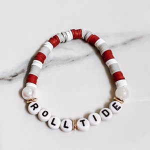 Roll Tide Bracelet, Crimson Tide Gift, University of Alabama, Crimson Tide Accessories, Football Jewelry, Bama Football Gifts, Tuscaloosa