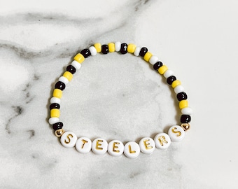 Pittsburgh Steelers Bracelet, Pittsburgh Steelers Gifts, NFL Gifts, Beaded Bracelet, Football Gifts, Football Jewelry, Steelers Gifts