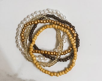 Fall Bracelet Stack, Seed Bead Bracelet, Gifts for Her, Boho Bracelet Stack, Fall Bracelet Set, Autumn Bracelet Set, Brown Bracelets