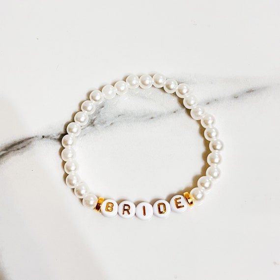 Bride Bracelet | Beaded Pearl Bridal Jewelry | Wedding Day Accessory | Bachelorette & Bridal Shower Gift | Handmade Bride Keepsake