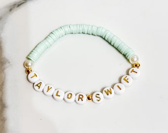 Swiftie Friendship Bracelet, Debut Era, Eras Tour Bracelet, Heishi Bracelet, Debut Album, Green Jewelry, Swiftie Gifts, Gifts for Swifties