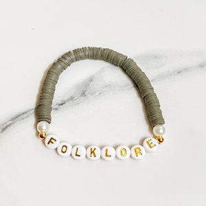 Swiftie Friendship Bracelet, Folklore Era, Eras Tour Bracelet, Heishi Bracelet, Swiftie Gifts, Silver Jewelry, Gifts for Swifties, Eras Tour