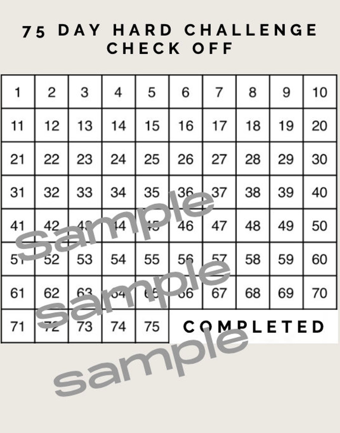 Printable Download 75 Hard Challenge Sunday/Monday Start Etsy España