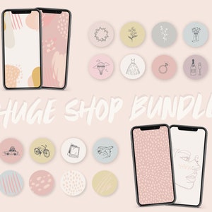 Huge Digital Shop Bundle - Instagram Highlight Cover & Phone Wallpaper Backgrounds - iphone samsung wedding baby insta stories