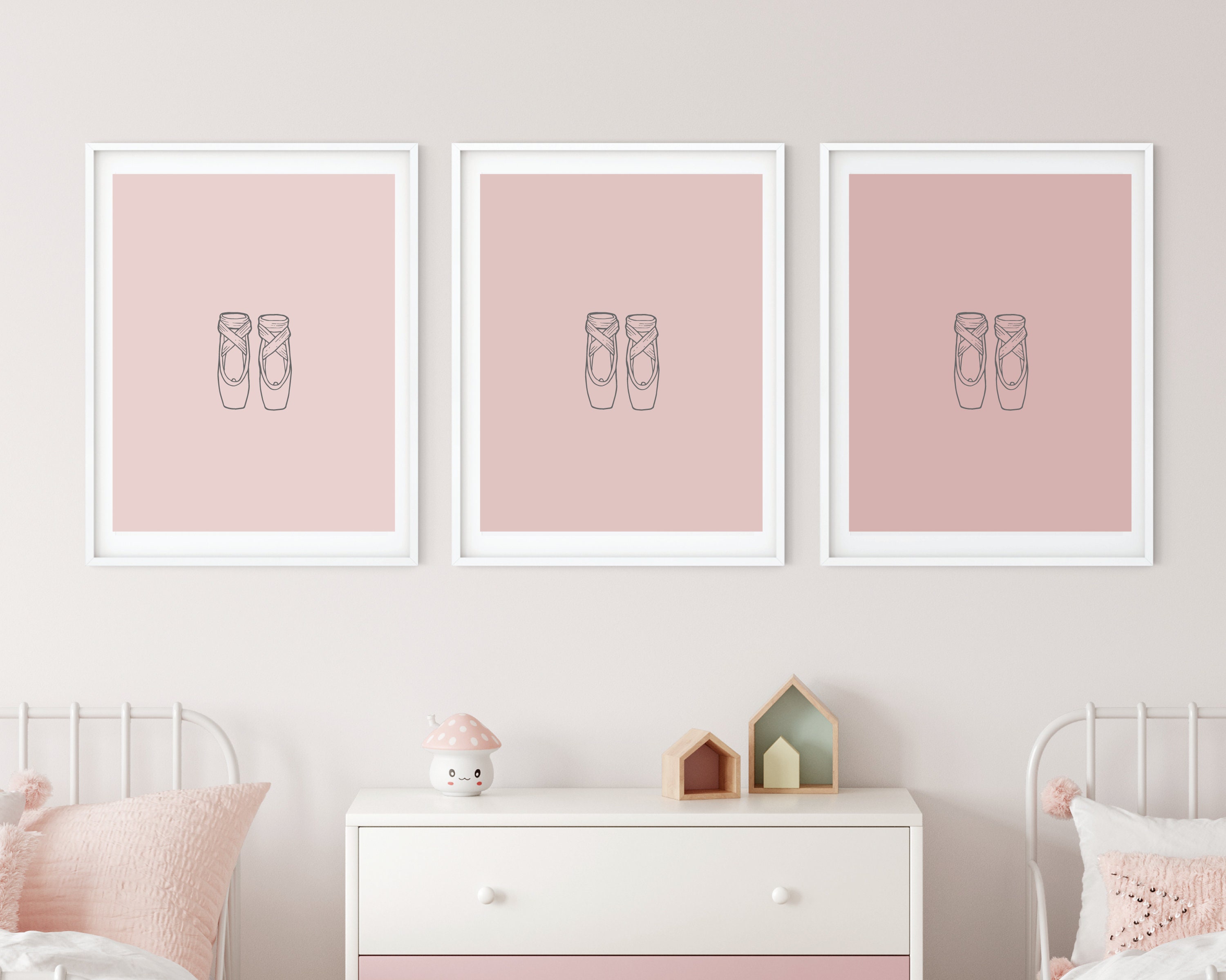 Set of 3 Ballet Shoes Wall Art Print Instant Digital | Etsy